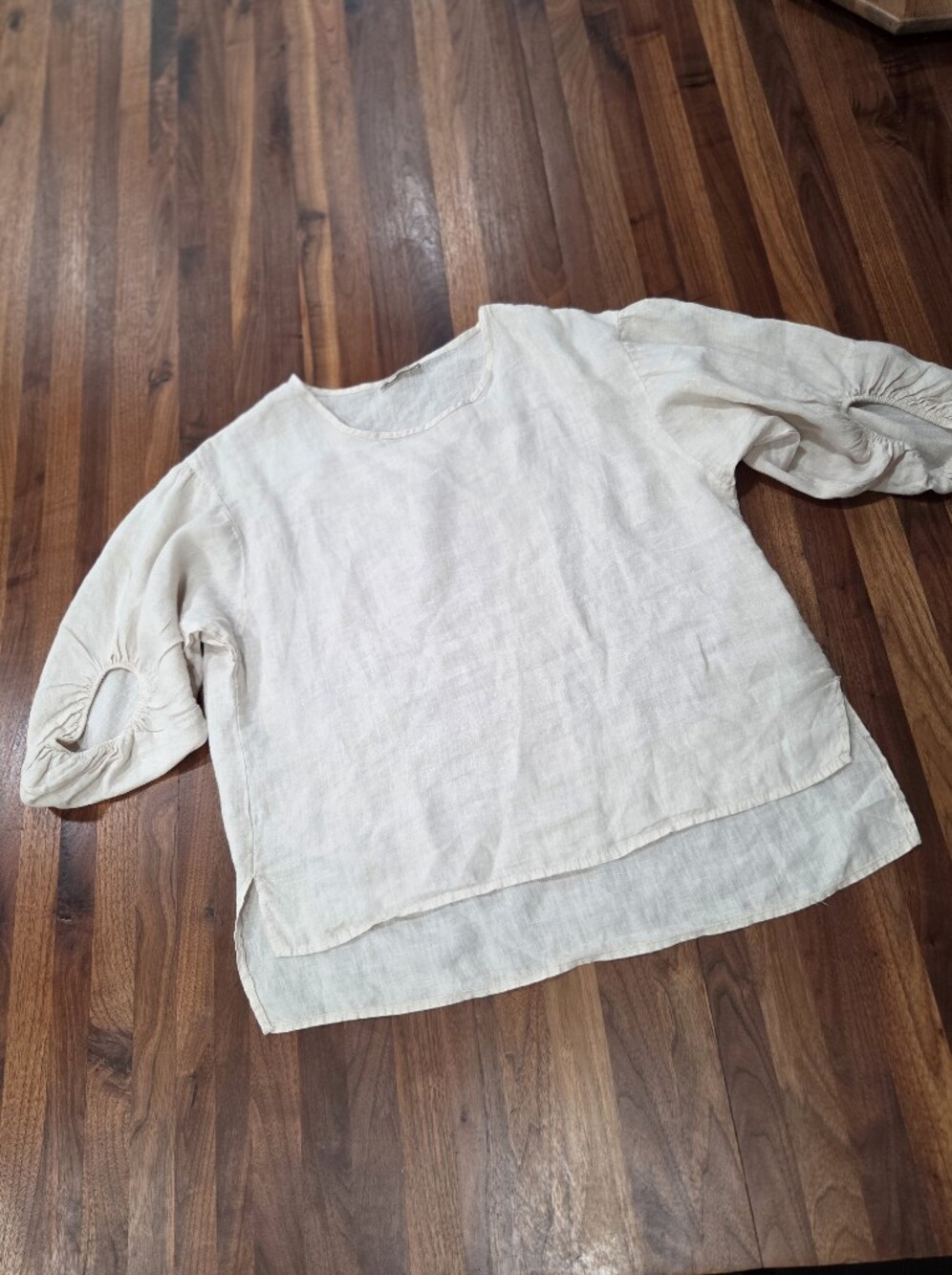 Bellambra Made In Italy 100% Linen 3/4 Length Puff Balloon Sleeves Oversized Fit
